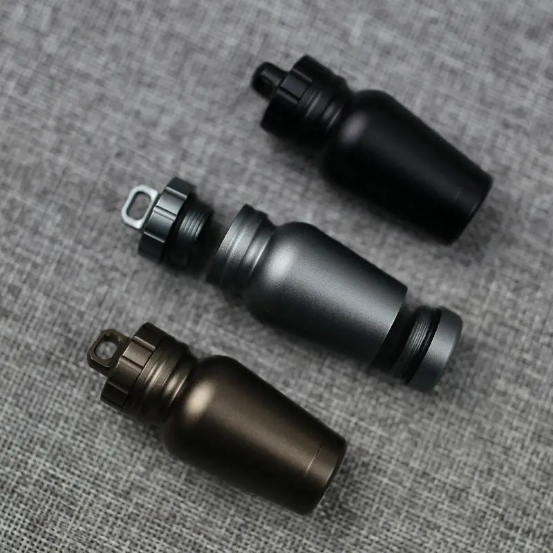 Outdoor medicine bottle Aluminum alloy survival pills full waterproof cans Sealed capsules - Image 8